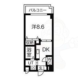 グランドール萩山 1Kの間取図画像