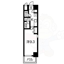 ディアレイシャス鶴舞公園 ワンルームの間取図画像
