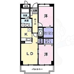 メゾン苗田 2LDKの間取図画像