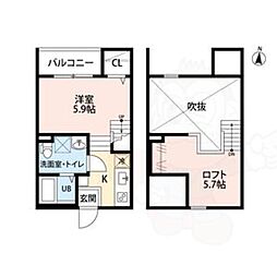 SPICA中島新町 ワンルームの間取図画像