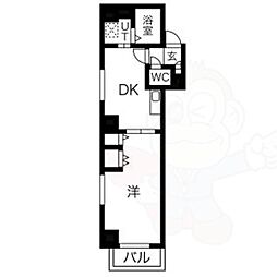 レジデンスカープ今池 1DKの間取図画像