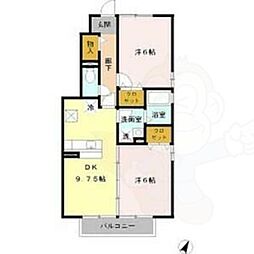 ローズコート笹ヶ根 2DKの間取図画像