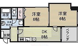 野口マンション千代田 2DKの間取図画像