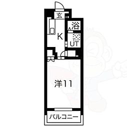 グランダール吹上 1Kの間取図画像