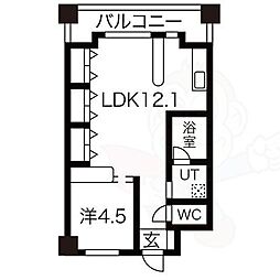 名星ビル ワンルームの間取図画像