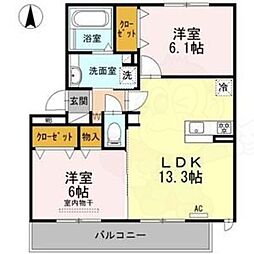 メゾンラフィーノ2 2LDKの間取図画像