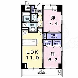 プレシオール小幡 2LDKの間取図画像