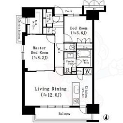 アンアージュ白壁 2LDKの間取図画像
