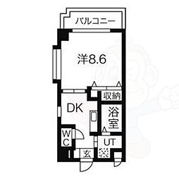 グランドール萩山 1Kの間取図画像