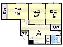 D-フラット東別院 3Kの間取図画像