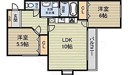 メロウヒルズ 2LDKの間取図画像