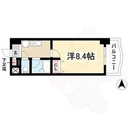 現代ハウス新栄 1Kの間取図画像