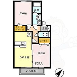 グリーンヒル 2DKの間取図画像
