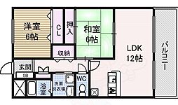 グランデージ竹越 2LDKの間取図画像