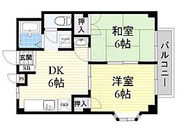 ハイツ青池 2DKの間取図画像