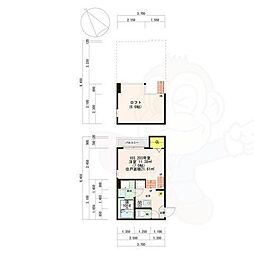 ハーモニーテラス柳堀 1Kの間取図画像