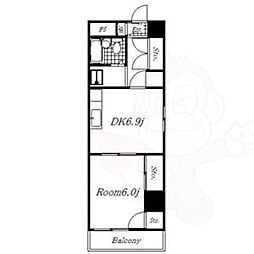 パークサイドメゾン伏見 1DKの間取図画像