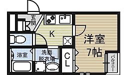 プランドール・エス 1Kの間取図画像