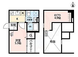 コンフォート鈍池 1Kの間取図画像
