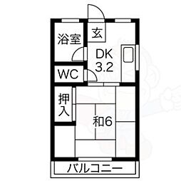 コーポ桐林 1DKの間取図画像
