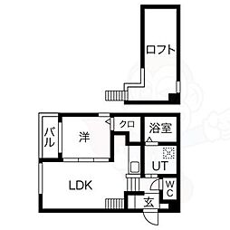 ヴァンベール・中村 1LDKの間取図画像