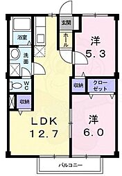 ワイドビュー白沢 2LDKの間取図画像