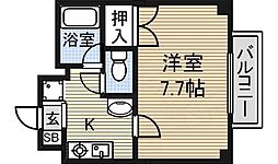 サンハナブサ 1Kの間取図画像