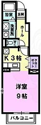 ピュア・トーン 1Kの間取図画像