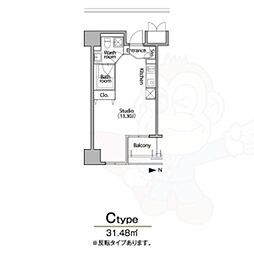 グランアベニュー栄 ワンルームの間取図画像