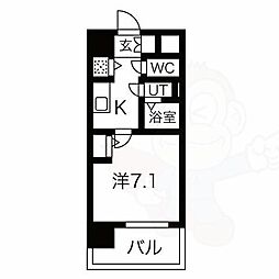 エスリード千種パークフロント 1Kの間取図画像