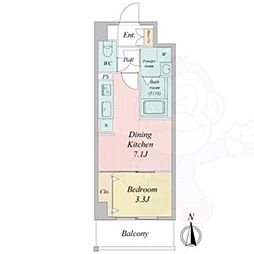 プレイズシード名城公園 1DKの間取図画像