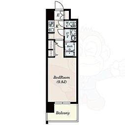 ラドゥセール志賀本通2 1Kの間取図画像