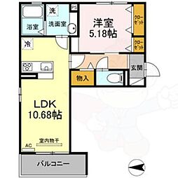 セレーノ十一番 1LDKの間取図画像