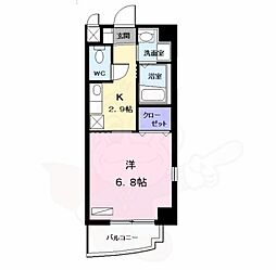 プラシード幸 1Kの間取図画像