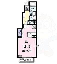 アモール 1Kの間取図画像