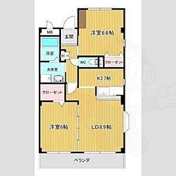シャトー2 2LDKの間取図画像