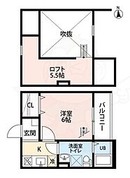 キュリオシティ 1Kの間取図画像