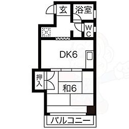 第3記念橋ビルヂング 1DKの間取図画像