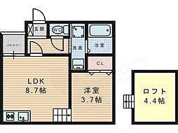 FERIO平安通 1LDKの間取図画像