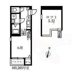ハーモニーテラス切戸町 1Kの間取図画像
