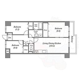 レジデンス代官町スクエア 3LDKの間取図画像