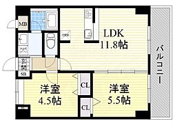 カーサビアンカ黒川 2LDKの間取図画像