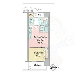 ラフィシア上前津 1LDKの間取図画像