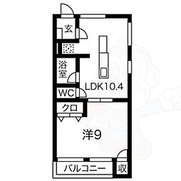 第3ハイツ志津 1LDKの間取図画像
