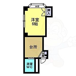 ワコー瑞穂 1Kの間取図画像