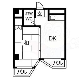 ラ・メゾン・パシフィック新堀 1DKの間取図画像