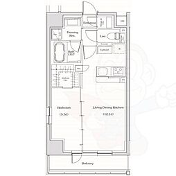 ザ・パークハビオ名古屋松原 1LDKの間取図画像