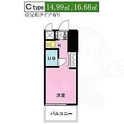 ラ・レジダンス・ド・シャトレーヌ ワンルームの間取図画像