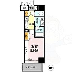 ロイヤルスクエア徳川 1Kの間取図画像