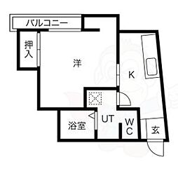 メゾン平安 1Kの間取図画像